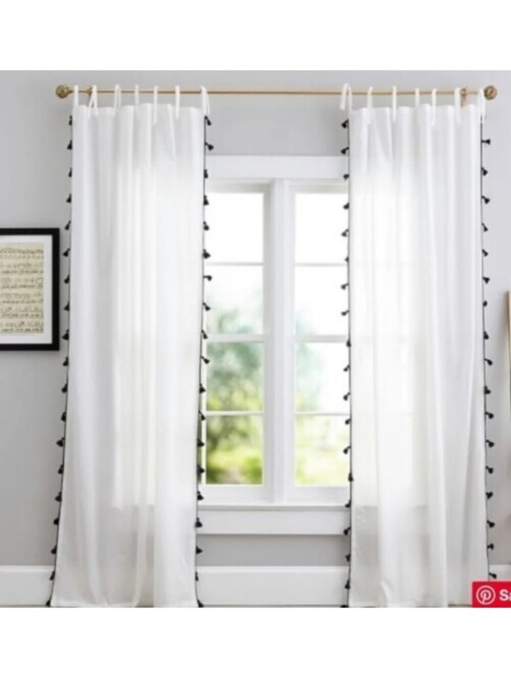 NEW Pottery Barn PB 3 Panels Emily & Meritt Tassel 44 x 96 SHEER Panel Curtains